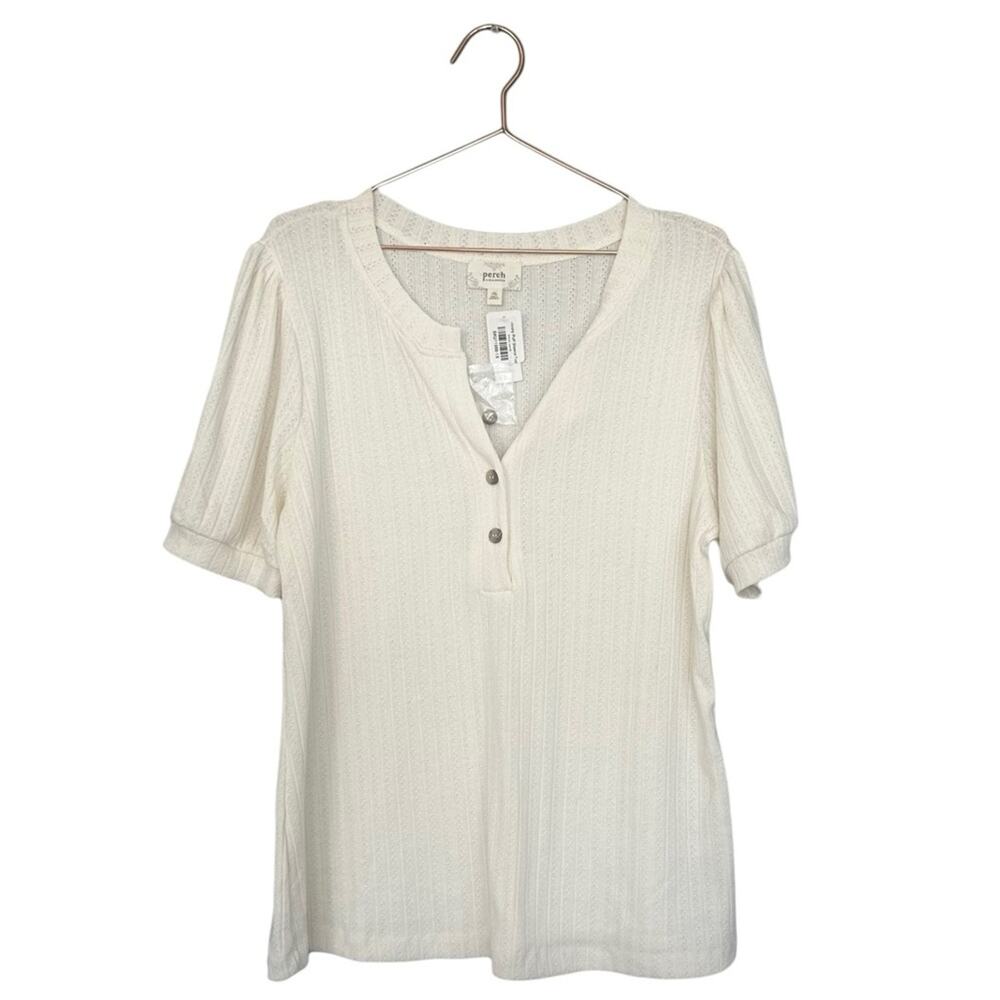 Perch by Blu Pepper ivory puff sleeve top size 1XL new with tag